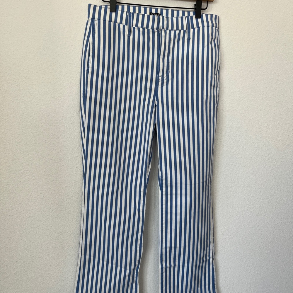 J. Crew Blue and White Striped Trousers